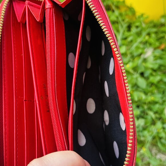 Kate Spade Cedar Street Lacey Patent Leather Red Wallet - Picture 14 of 16